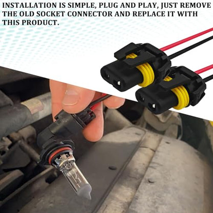 Headlight Connector Plug Fog Light Headlight Wiring Harness Pigtail Sockets Female Adapter Kit for 9005 9006 9012 HB3 HB4, Headlamp Wire Harness Plug Socket Connector for Car Accessories (4PCS) - style: 4PCS