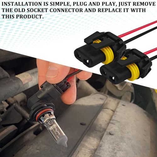 Headlight Connector Plug Fog Light Headlight Wiring Harness Pigtail Sockets Female Adapter Kit for 9005 9006 9012 HB3 HB4, Headlamp Wire Harness Plug Socket Connector for Car Accessories (2PCS) - style: 2PCS
