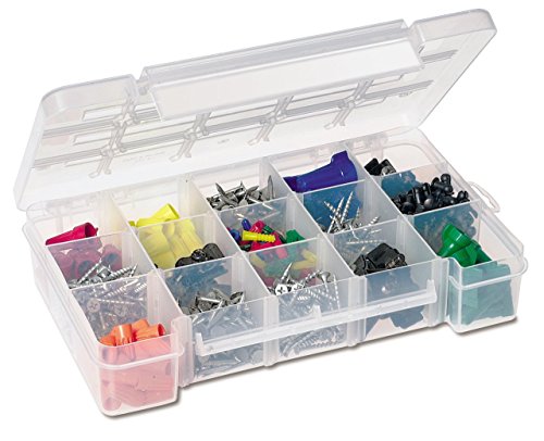 Akro-Mils 05805 Plastic Portable Parts Storage Case for Hardware and Crafts with Hinged Lid and 4 Adjustable Dividers, (11-Inch x 7-Inch x 2-3/8-Inch), Medium, Clear - size: Medium, style: 1-Pack