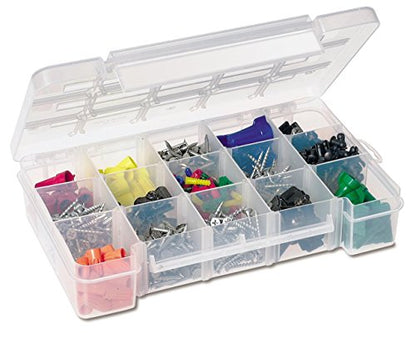 Akro-Mils 05805 Plastic Portable Parts Storage Case for Hardware and Crafts with Hinged Lid and 4 Adjustable Dividers, (11-Inch x 7-Inch x 2-3/8-Inch), Medium, Clear - size: Medium, style: 1-Pack