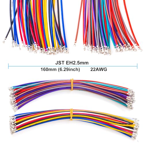 JST 2.54mm Connector with 22AWG Pre-Crimped Wire Kit, JST EH 2.54 2.54MM 2Pin 3Pin 4Pin 5Pin 6Pin 7Pin 8Pin 9Pin 10Pin Housing with 22AWG Wires for PCB Board & Electronics (JTS-2.5-EH) - size: 2.5MM-EH