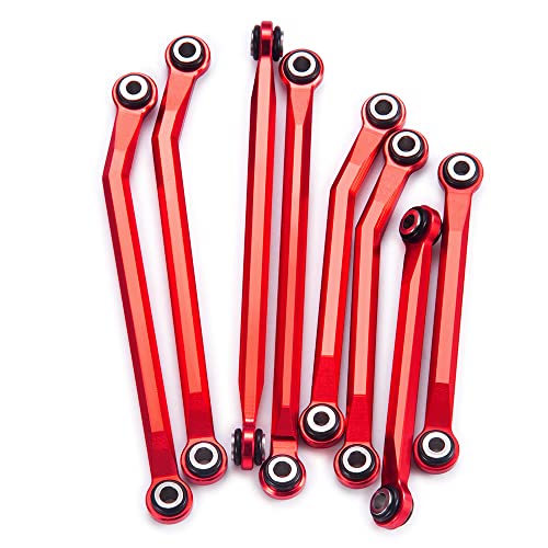 Metal Linkage High Clearan Steering Link Set, Red | For 1/18 TRX4-M Bronco Defender, RC Crawler Car - color: Red