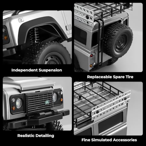 1/18 Scale RC Rock Crawler, MN-111C Land Rover RC Car Models, 4WD Off-Road RC Truck RTR W/ 2.4G Remote RC Vehicles for Adults Hobby Toys Gifts (Yellow) - color: Yellow