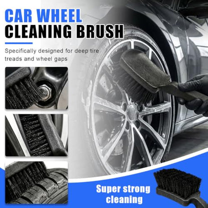 Car Wheel Wash Brush, Soft Bristle Non-Scratch Automotive Tire Cleaning Brush with Short Handle, Universal Vehicle Rim Detailing Tool Accessories for RV, SUV, Truck, Motorcycle(1PC) - size: 1PC