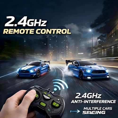 RC Drift Car for Kids, 1:24 Scale Remote Control Car with 2.4GHz Controller, LED Lights, High Speed Racing Toy Car, Easy to Control Drift Vehicle Gift for Boys Girls - size: 1:24 OceanDepth