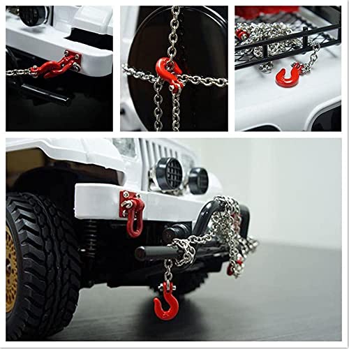 1:10 RC Crawler Metal Trailer Rescue Chain Tow Hooks Buckle Winch Shackles Accessory Compatible with 1/10 Scale RC Rock Crawler Axial SCX10 Tamiya CC01 D90 Car Truck Parts (Black Kit) - color: Black Kit