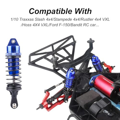 HobbyPark RC Shocks for 1/10 Traxxas Slash 4x4 Hoss Rustler Stampede Bandit VXL Nitro Shock Absorber Damper Set Upgrades Parts Replace of 5862 (Blue)