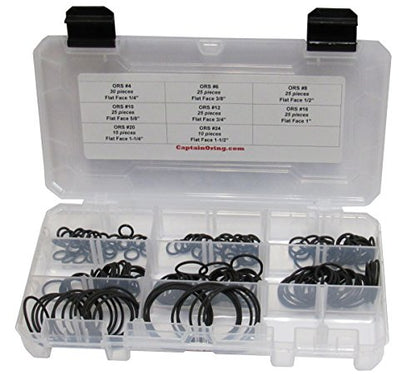 Captain O-Ring ORS/ORFS (for Flat Face Fittings) Hydraulic O-Ring Seal Kit (Buna 90 / BN90-180 Piece Kit)