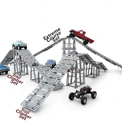 Super Sized RC Bridge Obstacles for 1/30 1/24 1/18 1/12 RC Crawler Trucks, Indoor Rock Crawling Course with Stackable Towers & Ramps (RC Cars Not Included)