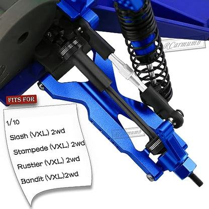 RC Turnbuckles Camber Link & Driveshafts & Hex Hub Adapters Upgrades Part for 1/10 Slash Stampede Rustler Bandit 2WD（VXL,Adjustable Link,Steel #45 CVD & Aluminum Hex Hub Adapters,Silver