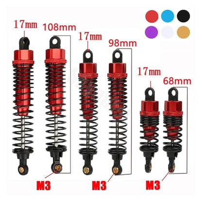 4pcs 68mm/98mm /108mm Aluminum Shocks Absorbers Damper for HSP for HPI 1/10 Scale RC Car On-Road Monster Truck Off Road Buggy(Red 68mm) - color: Red 68mm