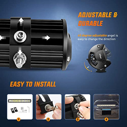 Nilight 20 Inch 420W LED Light Bar Triple Row Flood Spot Combo 42000LM Driving Boat Led Off Road Lights with 12V On/Off 5 Pin Rocker Switch 16AWG Wiring Harness Kit, 2 Years Warranty - color: 20Inch Lights + Wiring Harness