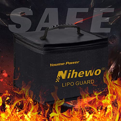 Lipo Bag Fireproof Explosionproof Lipo Battery Bag Divider Large Capacity | Lipo Safe Bag Organizer Lipo Guard Pouch for Lipo Battery Storage & Transporte & Charge with Durable Handle and Mesh Pocket
