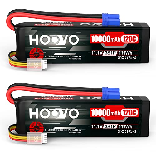 HOOVO 3S Lipo Battery 11.1V 10000mAh 120C RC Battery EC5 Plug 2 Pack | Softcase Battery for RC Cars, Drones, DJI, FPV, RC Plane, Racing Hobby - style: 3S 10000mAh Lipo Battery EC5