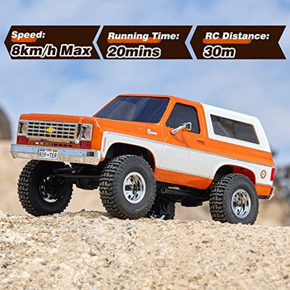 BEEZRC FMS 1/24 FCX24S Chevy K5 Blazer S RC Crawler, Officially Licensed RC Rock Crawler, RC Pickup Truck SUV, 4WD 2.4GHz Hobby RC Model, 8km/h Mini Car,Off-Road Remote Control Car for Adults(Orange) - color: Orange