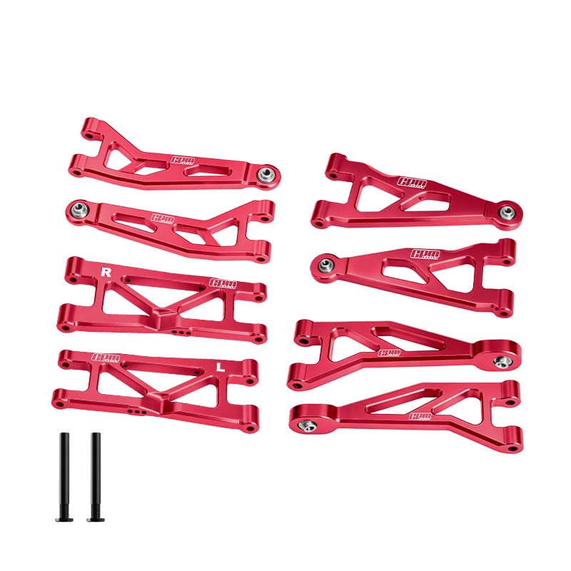 GPM 7075-T6 Alloy Front & Rear Suspension Arms Kit For 1/16 Mini Kraton 3S Dsc 4X4 Rtr Brushless Speed Truck-Ara2508S (Red) - color: Red