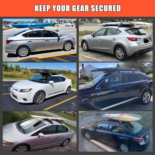 Universal Car Soft Roof Rack Pads Luggage Carrier Rack for Kayak Surfboard SUP Canoe Include 2 Heavy Duty Tie Down Straps, 2 Tie Down Rope, 2 Quick Loop Strap - size: 29 Inch