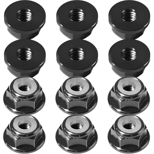 12Pcs M2 Flange Lock Nuts Metric Nylon Inserted Hex Self-Lock Non-Slip Aluminium Self Clinching Nuts for 1/24 RC Car Axial SCX24 Furniture DIY Industrial Construction Fasteners - color: Black, size: 12Pcs