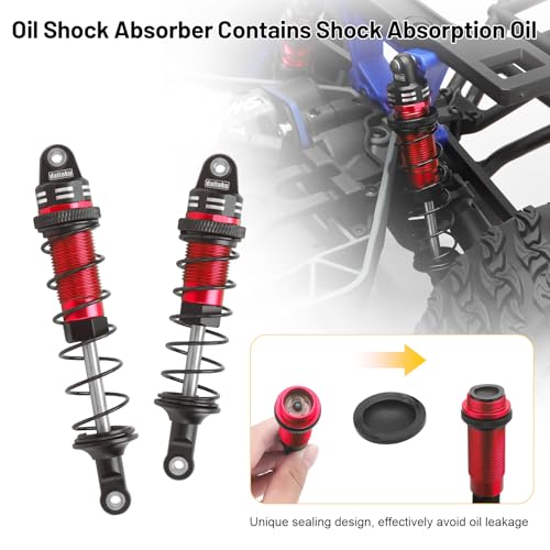 RC Car Shock, daitoku Shock Absorber Front & Rear for 1/10 Traxxas Slash 2WD/4X4 Hoss Rustler 4X4 VXL Bandit Nitro Stampede Replacement of 5862 - Red - color: Red