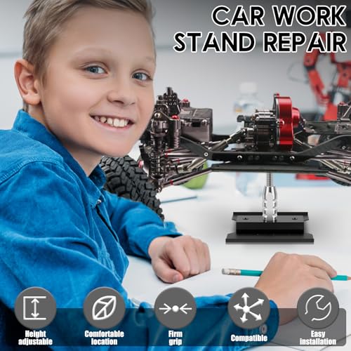 RC Car Repair Work Stand, Aluminum Alloy RC Car Repair Workstation, Adjustable Height RC Crawler Car Work Stand for 1/8 1/10 1/12 Scale RC Crawler Monster Truck