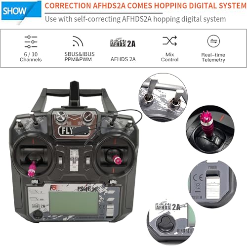 FS-i6X Transmitter and FS-iA10B 10-CH Receiver for RC Models Flysky | 10 Channels 2.4GHz Flysky AFHDS2A | for FPV Quadrotor, Fixed Wing, Car and Boat (Mode 2 Left Hand)