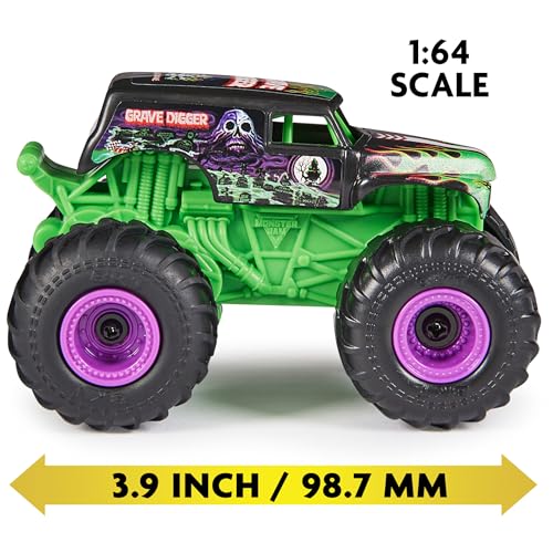 Monster Jam Official Grave Digger RC Truck with Ramp, 1:64 Scale