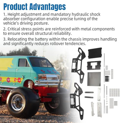 for Tamiya Lunchbox 3mm Carbon Chassis Kit Performance RC Upgrade | Upgrade RC truck for lightweight 3mm carbon chassis kit featuring adjustable geometry precision steering alloy components.