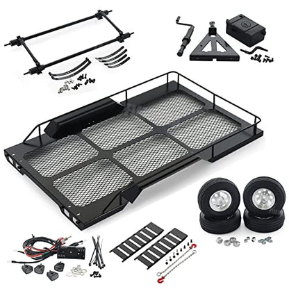 Metal Builder Kit 1/10 RC Trailer with Hitch Mount Receiver & Hauling Ropes for Crawler Cars Axial SCX10 D90 Wrangler TRX4 TRX6 Redcat GEN8