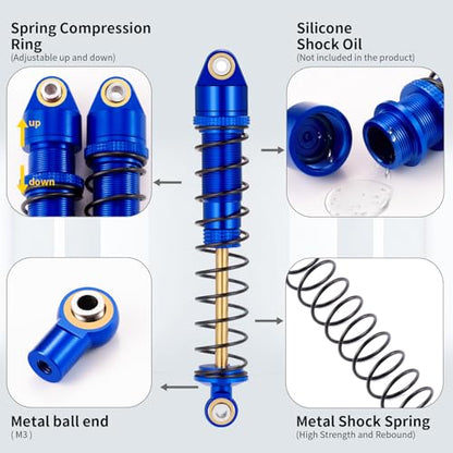 4Pcs RC Universal Aluminum Shock Absorber For 1/10 Tamiya CC01 TRX4 Axial SCX10 D90 D110 RR10 RC Crawler (120MM)