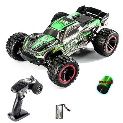 GoolRC 2105A Brushless RC Cars, 1:14 Scale Remote Control Car, 4WD 75KM/H High Speed RC Truck, All Terrains Off-Road Monster Trucks, 2.4GHz Electric Vehicle for Adults (Green) - color: Green, size: 1 Battery
