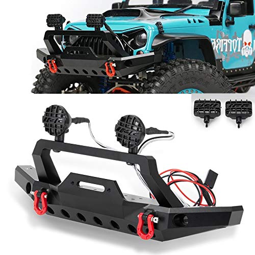 Metal Front Bumper with LED Lights/Lampshade/Shackles for TRX4/SCX10-ii 90046 1/10th RC Crawler Car