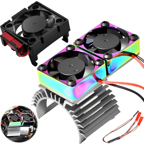 VXL-3s ESC Cooling Fan and Motor Cooling Fan 28000 RPM Dual Fan Set for 1/10 Traxxas Slash 4x4 Stampede 4x4 Rustler 4x4 VXL Hoss 4×4 Velineon VXL 3s Heat Sink Replace #3340, Grey & Black - style: SRQ-Grey Black