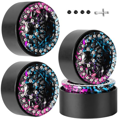 RC 1.9" Beadlock Wheels 1.9 Beadlock Rims for 1/10 SCX10 90046 AX103007 TRX4 TRX6 Gen7 8 D90 VS4-10 MST CFX RC Crawler,Alloy Aluminium 1.9 rc Wheels 1.9 rc Rims w/Wheels Ring,Rainbow - color: Rainbow(4pcs)