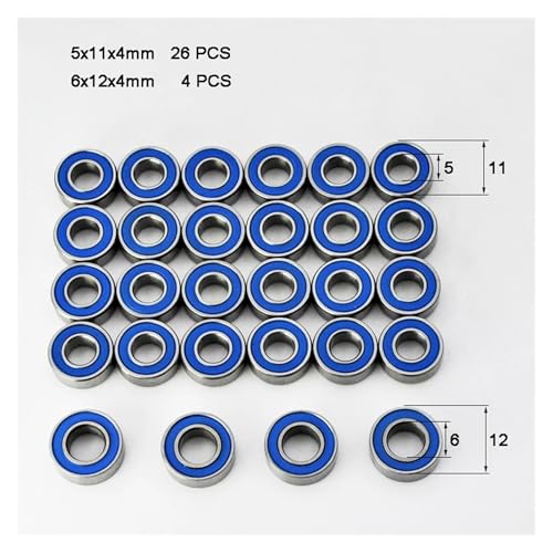 30pcs Rubber Sealed Bearing Set for 1/14 Semi - Grand Freight Globe Liner R620 King Hauler Crawler RC Car Spare Parts