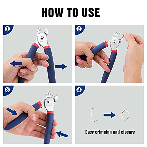 WORKPRO Hog Ring Pliers with 500 Pcs 3/4" Hog Rings | Galvanized Steel Hog Rings, For Furniture Upholstery, Auto Upholstery, Plastic Meat & Sausage Casings - style: Flat Hog Ring Pliers Set