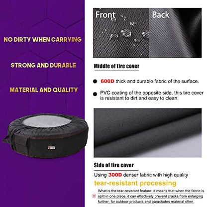 Seasonal Tire Totes, Spare Tire Cover, Portable Winter Wheel, Handle for Easy Transportation, Fits Tires Tire Diameters 21” to 31.5”, Set of 4 Bags Black