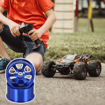 MECCANIXITY 4Pcs RC Car Wheel Rims, 20.5mm Dia 5-Spoke Blue Aluminum Alloy Wheel Rims Hex Hub for HSP RC Drift On-road Racing Touring Car - color: Blue