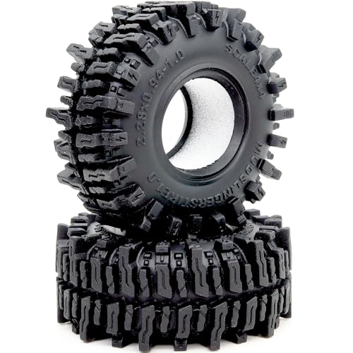 1.0 Crawler Tires 58mm Tall Mud Slingers 4-Pack Fit TRX4M SCX24 | Super soft sticky mud terrain 1.0'' tire tyre, premium upgrade replacement parts for 1/18 & 1/24 micro RC Crawlers Trucks - style: 1.0 Mud Slingers Tires-58mm Tall