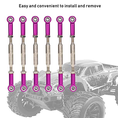 Drfeify 6Pcs Aluminum Alloy Adjustable Push Rods, Turnbuckle Rod Linkage Accessories with 5 Colors, for RC Car Series Upgrade (Purple) - color: Purple