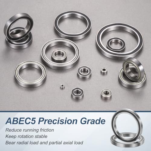 uxcell 8Pcs 6801 2RS 12mmx21mmx5mm Deep Groove Ball Bearings, Double Rubber Shielded Bearing Steel ABEC5 High Performance for Industrial Machinery Precision Transmission, Black - size: 6801 2RS 12mmx21mmx5mm