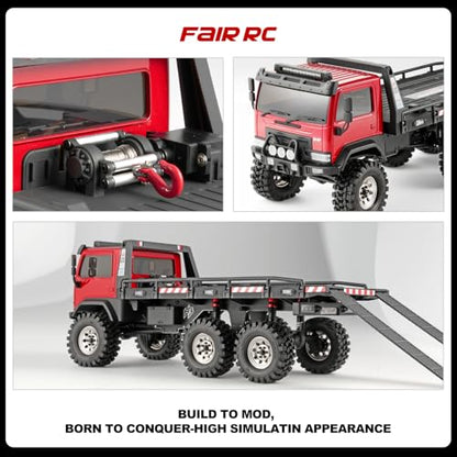 FairRC 1/18 RC Crawler CR18P Arktos 6x6 RC Crawler, High Performance RC Rock Crawler with Flatbed & Portal Axles, Hobby Grade RC Truck Crawler, Remote Control RC Car for Adult RTR (Black)