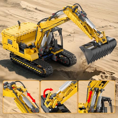Mould King RC Construction Excavator Building Sets, 13112 Engineering Model Kits with APP Remote Control, STEM Construction Vehicle Sets for Adults & Teens 14+ (2169 Pcs) - style: Mechanischer Bagger 13112