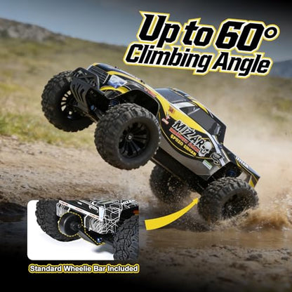 1/10 Brushless RC Truck, 4WD Fast Remote Control Car for Adults with 3S 5000mAh Battery, 2-Speed Transmission & CNC Metal Gears, All-Terrain Waterproof Heavy-Duty Off-Road Monster Truck RTR