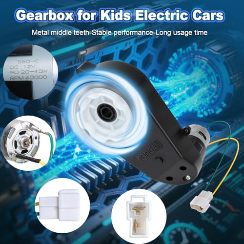 2Pcs 12V RS550 40000RPM Ride On Upgrade Motor Gearbox Powered Wheels Electric Motor High Speed Engine Jeep Upgrade Replacement Parts
