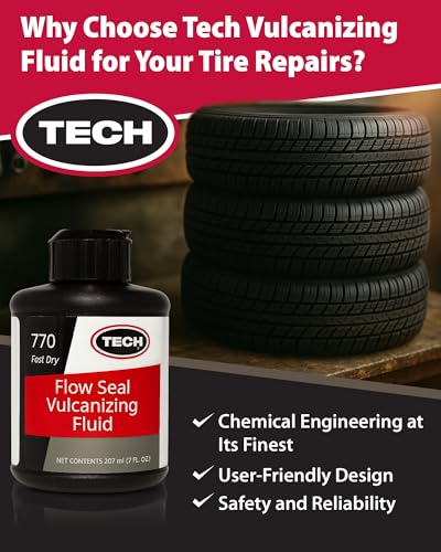 TECH Flow-Seal Tire Repair Cement, Fast-Drying Vulcanizing Fluid, 7oz | Support A Bonding Layer While Sealing Against Moisture And Contaminants During Repairs