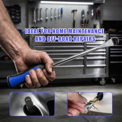 26 PCS Tire Spoons, Professional Tire Spoon Lever Changing Tool with Storage Bag, Universal Steel Tyre Spoon Kit with 4-Way Valve Tool & Rim Protector for Motorcycle Dirt Bike