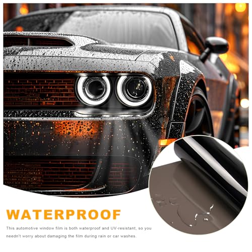 Car Headlight Vinyl Film, 48"×11.8" Self-Adhesive Car Headlight Tint Sticker with Squeegee & Cutter, Waterproof Wrap Film Roll for Vehicle Headlights Taillights Fog Lights (Light Black) - color: Light Black
