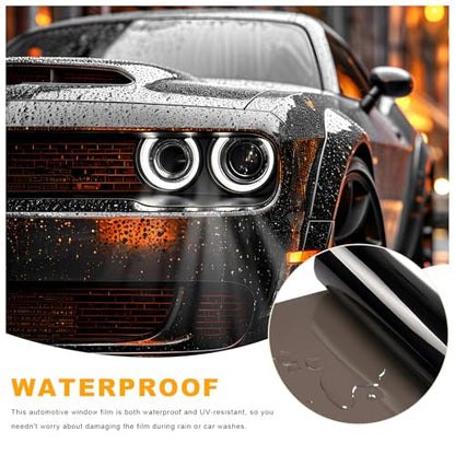 Car Headlight Vinyl Film, 48"×11.8" Self-Adhesive Car Headlight Tint Sticker with Squeegee & Cutter, Waterproof Wrap Film Roll for Vehicle Headlights Taillights Fog Lights (Light Black) - color: Light Black