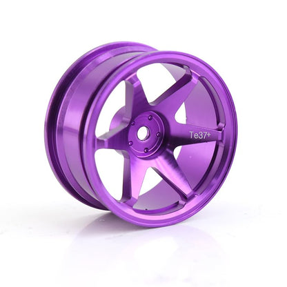 REDSPIDER • 1/10 RC Drift Wheels Rims 12mm Hex Alloy Aluminum for 1:10 Scale Rally Racing Car Tires Tamiya TT01 TT02 XV01 TA06 A959 PTG2 HPI KYOSHO HSP PTG2 Touring Street Tyres 4PCS (Purple) - color: Purple