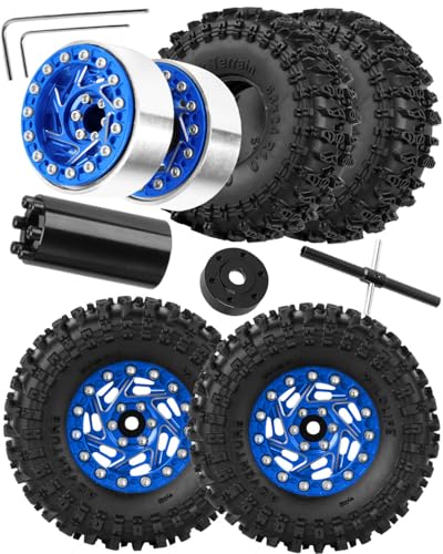 1.3 Dually Beadlock RC Wheel RC Tires for 1/24 1/18 SCX24 FCX24 TRX4M Ascent-18 RC Crawler,Aluminum 1.3" Wheel Hub Rim RC Truck Tires 4pcs w/Adjustable Offset 4PCS Navy Blue - color: Navy Blue/4pcs
